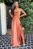 Load image into Gallery viewer, A Line Spaghetti Straps Blush Long Prom Dress with Split Front