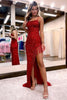 Load image into Gallery viewer, Sheath Spaghetti Straps Burgundy Sequins Long Prom Dress with Tassel