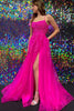 Load image into Gallery viewer, Hot Pink Tulle A Line Prom Dress with Appliques