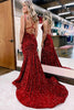 Load image into Gallery viewer, Sparkly Pink Mermaid Sequins Long Backless Prom Dress