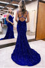 Load image into Gallery viewer, Sparkly Pink Mermaid Sequins Long Backless Prom Dress