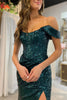 Load image into Gallery viewer, Dark Green Off Shoulder Mermaid Prom Dress with Slit