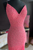 Load image into Gallery viewer, Sparkly Pink Mermaid Long Sequins Prom Dress with Slit