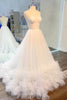 Load image into Gallery viewer, White Corset A-Line Sweetheart Long Prom Dress with Ruffles