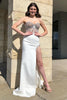 Load image into Gallery viewer, Mermaid Sweetheart Beaded White Corset Prom Dress with Slit