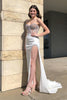 Load image into Gallery viewer, Mermaid Sweetheart Beaded White Corset Prom Dress with Slit