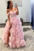 Load image into Gallery viewer, Princess A Line Off the Shoulder Lilac Corset Prom Dress with Ruffles