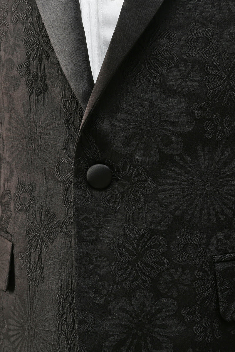 Load image into Gallery viewer, Peak Lapel Black Jacquard Men&#39;s Prom Suits