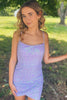 Load image into Gallery viewer, Lavender Sparkly Sequins Bodycon Homecoming Dress With Criss Cross Back
