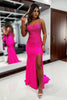 Load image into Gallery viewer, Sparkly Hot Pink Mermaid Long Beaded Prom Dress with Slit