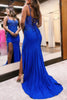 Load image into Gallery viewer, Sparkly Hot Pink Mermaid Long Beaded Prom Dress with Slit