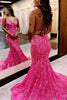 Load image into Gallery viewer, Sparkly Blue Mermaid Sequins Long Backless Prom Dress