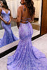 Load image into Gallery viewer, Sparkly Blue Mermaid Sequins Long Backless Prom Dress