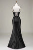 Load image into Gallery viewer, Satin Spaghetti Straps Black Prom Dress with Corset