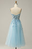 Load image into Gallery viewer, A Line Midi Sweetheart Sequins Sky Blue Prom Dress