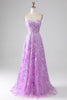 Load image into Gallery viewer, Purple A-Line Strapless Corset Prom Dress with Appliques