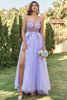 Load image into Gallery viewer, Lavender Tulle A-line Prom Dress with Beading