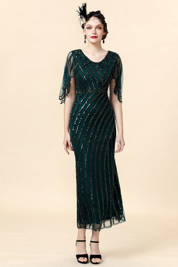 Dark Green Sequin 1920s Dress