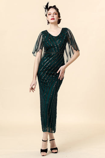 Dark Green Sequin 1920s Dress