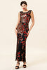 Load image into Gallery viewer, Sheath Round Neck Black Red Love Heart Beaded Long Flapper Dress