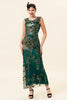 Load image into Gallery viewer, Sheath Round Neck Dark Green Love Heart Beaded Formal Dress