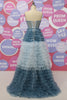 Load image into Gallery viewer, Blue Strapless Tulle A Line Long Prom Dress