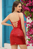 Load image into Gallery viewer, Sparkly Red Corset Sequins Tight Homecoming Dress with Lace