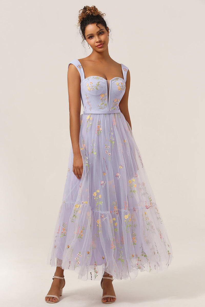 Load image into Gallery viewer, A Line Sweetheart Champagne Long Prom Dress with Embroidery