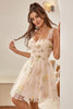 Load image into Gallery viewer, Cute A Line Spaghetti Straps Champagne Homecoming Dress with Embroidery