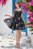 Load image into Gallery viewer, Black A-Line Embroidered Short Homecoming Dress