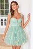 Load image into Gallery viewer, Cute A Line Spaghetti Straps Blue Short Homecoming Dress with Embroidery