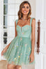 Load image into Gallery viewer, Cute A Line Spaghetti Straps Blue Short Homecoming Dress with Embroidery