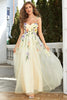 Load image into Gallery viewer, Champagne Spaghetti Straps Prom Dress With 3D Flowers