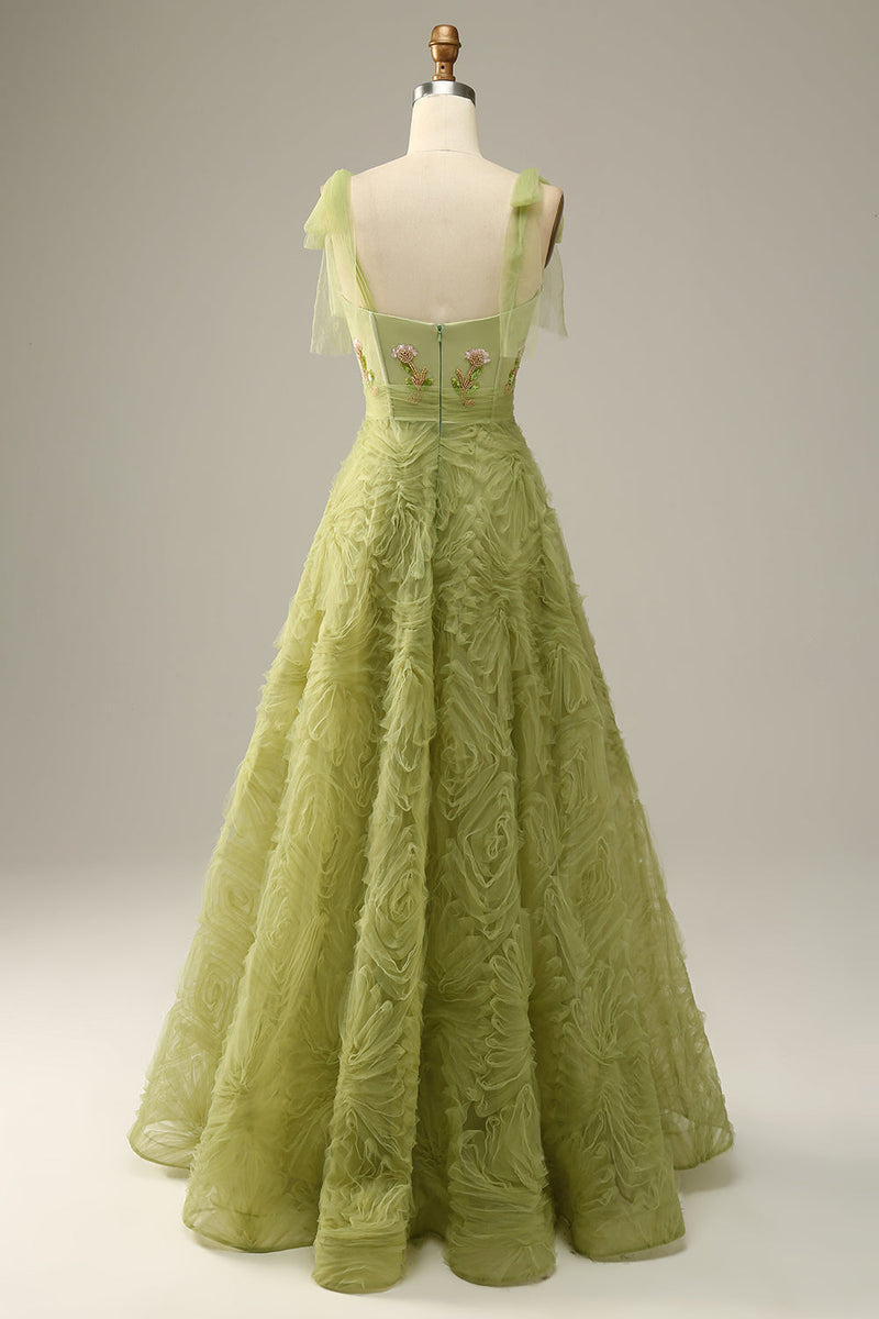 Load image into Gallery viewer, Light Green A-Line Prom Dress With Embroidery