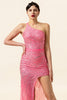 Load image into Gallery viewer, Sparkly Pink Beaded Long Prom Dress with Slit