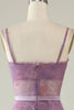 Load image into Gallery viewer, Purple Printed A Line Corset Prom Dress