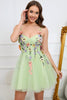 Load image into Gallery viewer, A Line Spaghetti Straps Champagne Short Homecoming Dress with Appliques