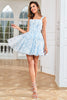 Load image into Gallery viewer, Stylish A Line Spaghetti Straps Sage Printed Short Homecoming Dress