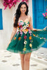 Load image into Gallery viewer, Dark Green A-Line Tulle Short Homecoming Dress with Appliques