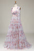 Load image into Gallery viewer, A-Line Spaghetti Straps Lilac Flower Printed Prom Dress