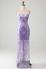 Load image into Gallery viewer, Light Purple Backless Prom Dress with Sequins