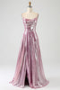 Load image into Gallery viewer, Stunning A Line Spaghetti Straps Pink Long Prom Dress with Split Front