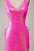 Load image into Gallery viewer, Sparkly Hot Pink Mermaid Prom Dress with Slit