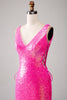 Load image into Gallery viewer, Sparkly Hot Pink Mermaid Prom Dress with Slit