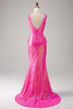 Load image into Gallery viewer, Sparkly Hot Pink Mermaid Prom Dress with Slit