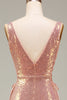 Load image into Gallery viewer, Sparkly Hot Pink Mermaid Prom Dress with Slit