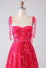 Load image into Gallery viewer, A-Line Spaghetti Straps Fuchsia Long Prom Dress with Slit