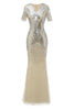 Load image into Gallery viewer, Apricot Sequins 1920s Prom Dress