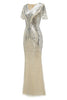 Load image into Gallery viewer, Apricot Sequins 1920s Prom Dress