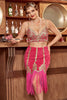 Load image into Gallery viewer, Two Pieces Fuchsia Cocktail Party Dress with Fringes